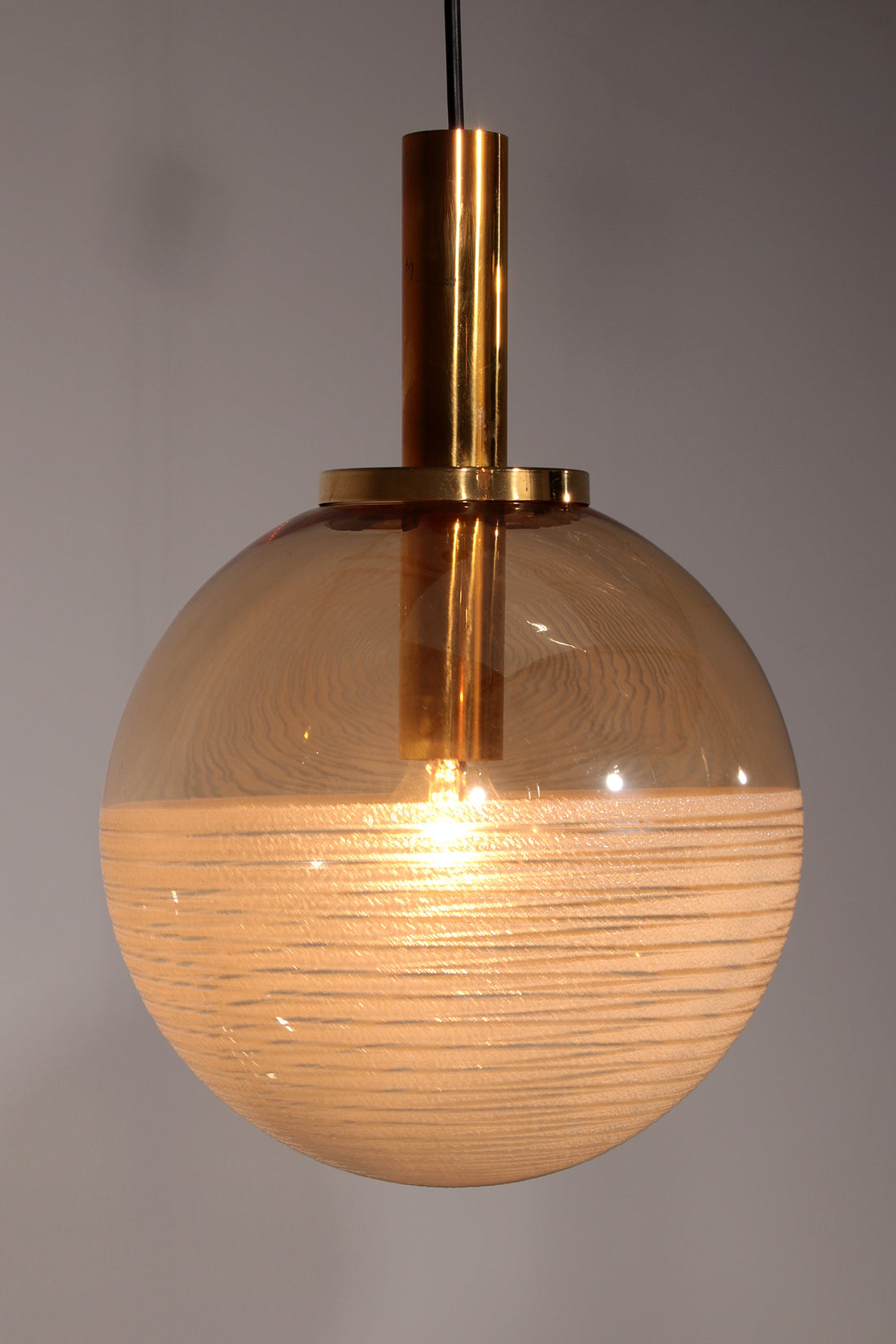 Glashütte Limburg Hanging Lamp  Amber Glass, 1960s