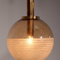 Glashütte Limburg Hängelampe aus bernsteinfarbenem Glas, 1960er Jahre