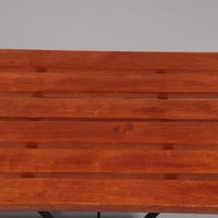 Elegante italienische Mid-Century-Bank aus Holz und schwarzem Metall, 1960er Jahre, Ico-Parisi-Stil