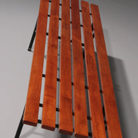 Elegante italienische Mid-Century-Bank aus Holz und schwarzem Metall, 1960er Jahre, Ico-Parisi-Stil