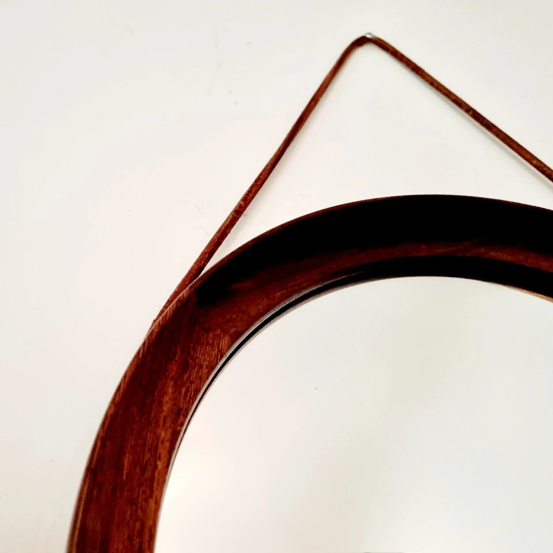 60s Scandinavian mirror in teak, leather strap - COLLECTORS RDAM