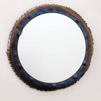 Brutalistische stoere wandspiegel met emaille op metaal jaren 70.