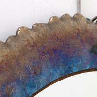 Brutalistische stoere wandspiegel met emaille op metaal jaren 70.