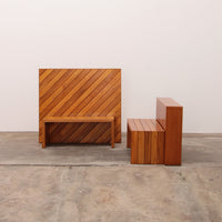 Modulares Buchenholz-Set mit zwei Raumteilern und Bänken, Italien, 1970