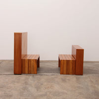 Modulares Buchenholz-Set mit zwei Raumteilern und Bänken, Italien, 1970