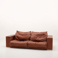 Vintage Cognac Ledersofa Budapest von Paola Navone für Baxter