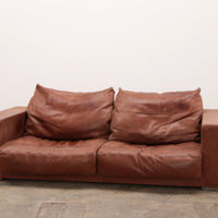 Vintage Cognac Ledersofa Budapest von Paola Navone für Baxter