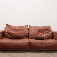 Vintage Cognac Ledersofa Budapest von Paola Navone für Baxter