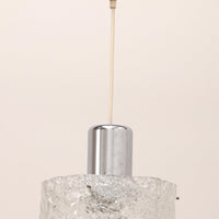 Vintage Ice Glass Pendant Lamp by Egon Hillebrand, 1960s Germany