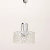Vintage Ice Glass Pendant Lamp by Egon Hillebrand, 1960s Germany