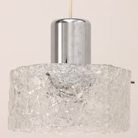Vintage Ice Glass Pendant Lamp by Egon Hillebrand, 1960s Germany