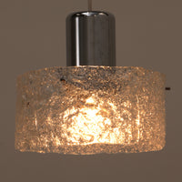 Vintage Ice Glass Pendant Lamp by Egon Hillebrand, 1960s Germany