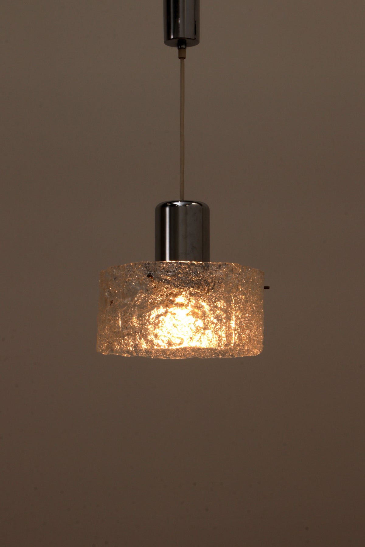 Vintage Ice Glass Pendant Lamp by Egon Hillebrand, 1960s Germany