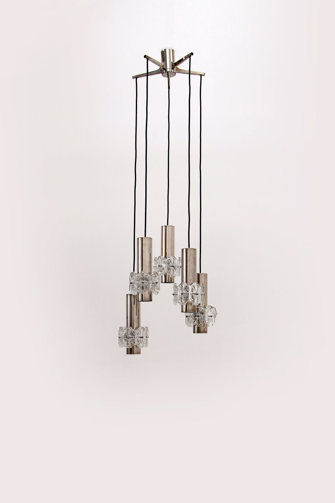 Vintage Kroonluchter Cascade Hanglamp met 5 lampen,1960