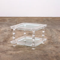 Vintage Franse Lucite en Glazen Salontafel van Maison Romeo