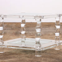 Vintage Franse Lucite en Glazen Salontafel van Maison Romeo