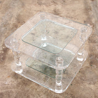 Vintage Franse Lucite en Glazen Salontafel van Maison Romeo