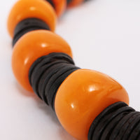 Bernsteinkette mit Leder und silbernem Magnetverschluss