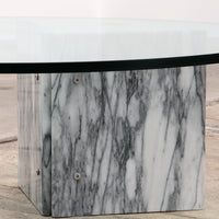 Vintage-Couchtisch aus italienischem Marmor mit Glasplatte, 1970er Jahre
