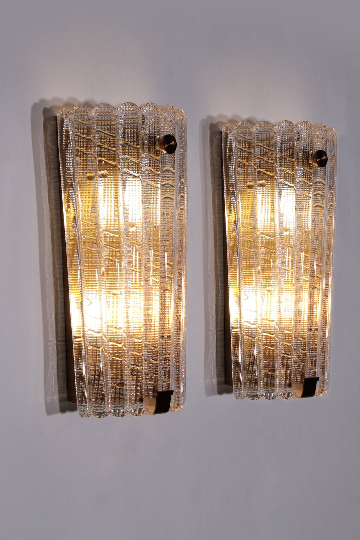 Orrefors Design XXL Wandleuchten von Carl Fagerlund, Glas und Messing, 1960er Jahre
