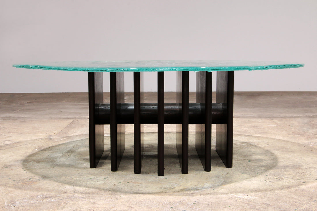 Sculpturale glazen salontafel van Heinz Lilienthal 1970,Duitsland