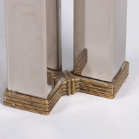 Eleganter Couchtisch aus Glas von Peter Ghyczy, Modell T28d Edelstahl mit Messing