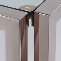 Eleganter Couchtisch aus Glas von Peter Ghyczy, Modell T28d Edelstahl mit Messing