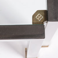 Eleganter Couchtisch aus Glas von Peter Ghyczy, Modell T28d Edelstahl mit Messing