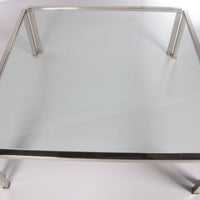 Eleganter Couchtisch aus Glas von Peter Ghyczy, Modell T28d Edelstahl mit Messing