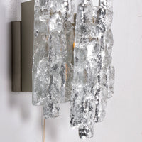 Kalmar Kristall-Eisglas-Wandleuchte von JT Kalmar (1960, Österreich) 