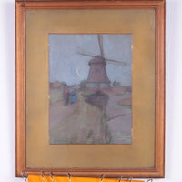 Wunderschönes altes Gemälde einer Landschaft bei Wasco mit einer Mühle, 1923