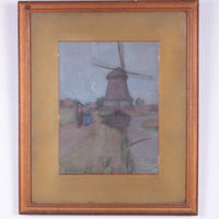 Wunderschönes altes Gemälde einer Landschaft bei Wasco mit einer Mühle, 1923