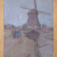 Wunderschönes altes Gemälde einer Landschaft bei Wasco mit einer Mühle, 1923
