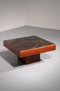 Brutalist Coffee Table with Copper Top and Wooden Base 1970 - Collectors - Net.Work