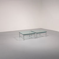Cassina LC-10 Coffee Table by Le Corbusier – Rare Light Blue Glass Edition