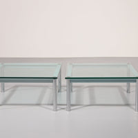 Cassina LC-10 Coffee Table by Le Corbusier – Rare Light Blue Glass Edition