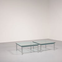Cassina LC-10 Coffee Table by Le Corbusier – Rare Light Blue Glass Edition