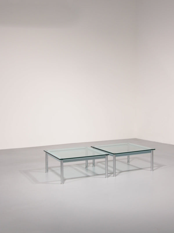Cassina LC-10 Coffee Table by Le Corbusier – Rare Light Blue Glass Edition