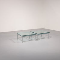 Cassina LC-10 Coffee Table by Le Corbusier – Rare Light Blue Glass Edition