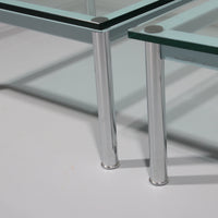 Cassina LC-10 Coffee Table by Le Corbusier – Rare Light Blue Glass Edition