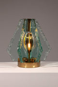 Chiselled Glass Table Lamp in Brass by Gino Paroldo for Dinodei, 1960s - COLLECTORS RDAM