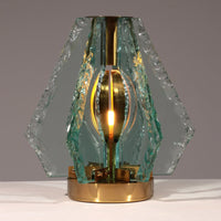 Chiselled Glass Table Lamp in Brass by Gino Paroldo for Dinodei, 1960s