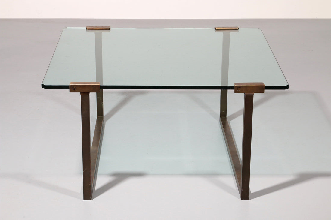 Coffee Table Glass and Brass by Peter Ghyczy Model T54 1970 - Collectors - Net.Work