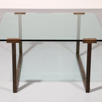 Couchtisch aus Glas und Messing von Peter Ghyczy, Modell T54, 1970