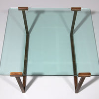 Couchtisch aus Glas und Messing von Peter Ghyczy, Modell T54, 1970