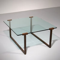 Couchtisch aus Glas und Messing von Peter Ghyczy, Modell T54, 1970
