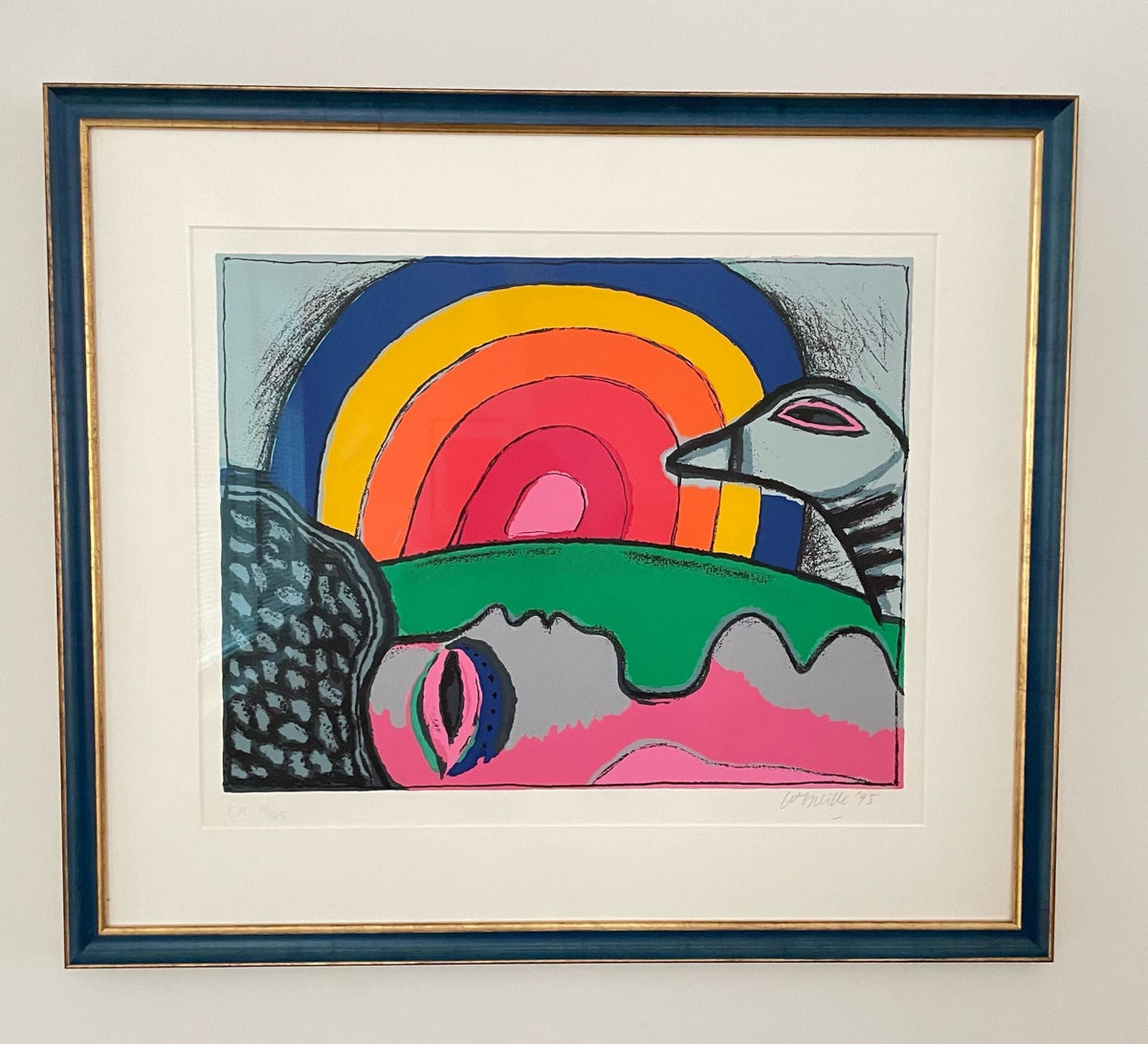 Colorful Corneille litho, signed and dated ’95, EA 17/25