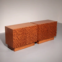 Zwei moderne Sideboards im brutalistischen Stil aus Massivholz