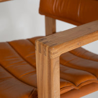 Cubic Pinewood & Leather Armchair by Ate van Apeldoorn for Houtwerk Hattem, 70s. Set of 4