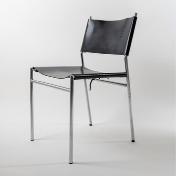 Dining Chair in Black Leather by Mart Visser for 'T Spectrum 1960's - COLLECTORS RDAM
